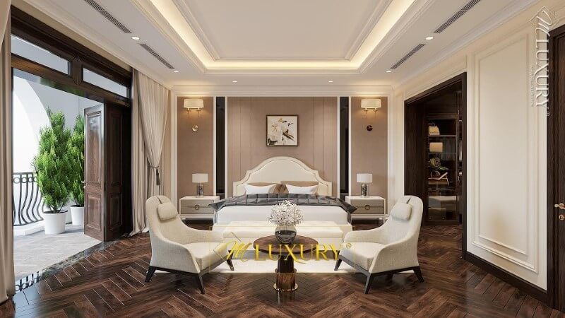 Giường ngủ tân cổ điển đẹp, sang trọng cho không gian biệt thự cao cấp